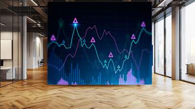 Stock market graph up trend, growth and success Wall mural