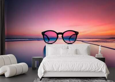 sun glasses on the beach Wall mural