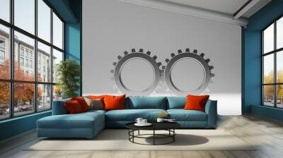 Two gears over gray background Wall mural