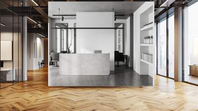 White barbershop interior with reception Wall mural