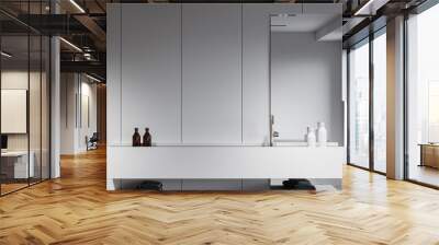 White bathroom interior with sink Wall mural