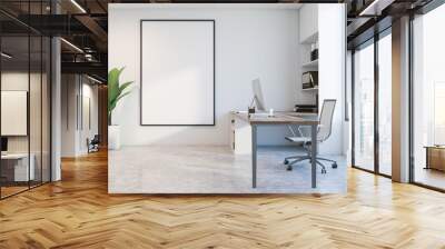 White CEO office interior with poster Wall mural