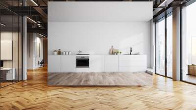 White countertops in white kitchen interior Wall mural