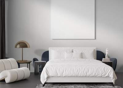 White living room, gray sofa, poster Wall mural