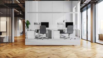 White modern office work place Wall mural