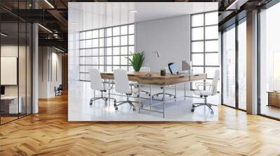 White panoramic CEO office corner Wall mural