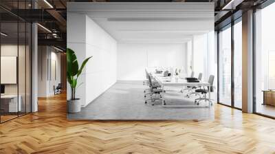 White panoramic open space office interior Wall mural