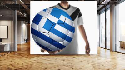 A soccer player holding Greece soccer ball Wall mural