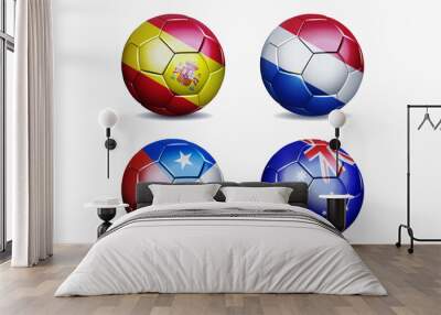 Football national team flags on soccer balls Wall mural