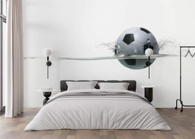 Soccer ball splashing into water Wall mural