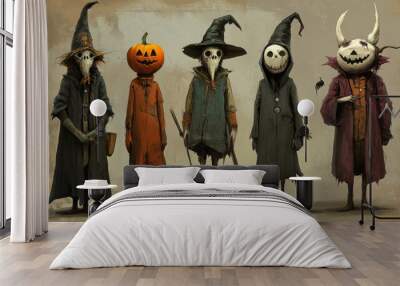 Classic Halloween character designs. Wall mural