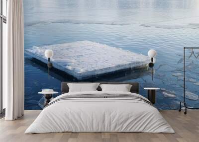 Ice platform in a frozen lake for showcasing your products or designs. Wall mural