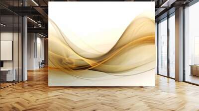 Abstract digital art featuring vibrant gold lines on a white background. Generative Ai Wall mural