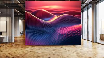 Abstraction of a wave with a red light shining from behind Wall mural