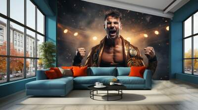 Boxer Man with a Championship Belt Wall mural