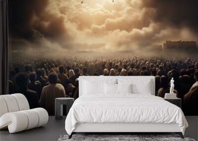 Coming of Jesus Christ. The Revelation of Jesus Christ, the Jerusalem of the Bible. The Rapture of the Church. Wall mural