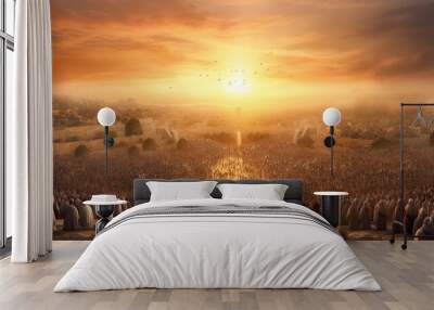 Coming of Jesus Christ. The Revelation of Jesus Christ, the Jerusalem of the Bible. The Rapture of the Church. Wall mural