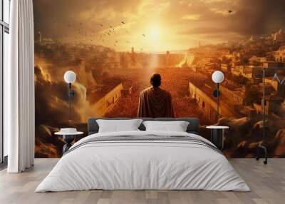 Coming of Jesus Christ. The Revelation of Jesus Christ, the Jerusalem of the Bible. The Rapture of the Church. Wall mural