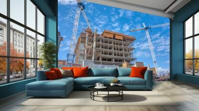 Concrete high rise residential building under constraction Wall mural