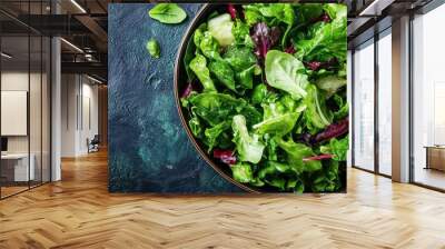 Leafy green salad with a variety of fresh vegetables, rich in vitamins and minerals, brain health focus Wall mural