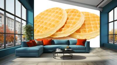 Baked waffles on white background  Wall mural