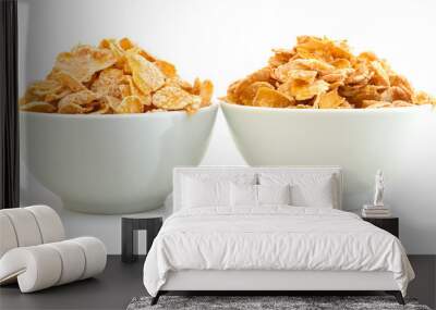 Closeup of delicious cereals in white bowl on a white background Wall mural