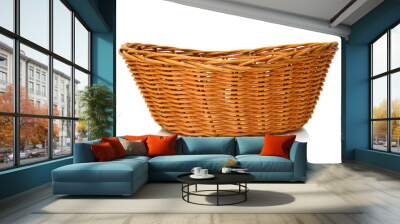 Empty wooden fruit or bread basket on white background Wall mural