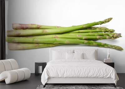 Fresh green asparagus on white Wall mural