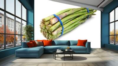 Fresh green asparagus on white Wall mural