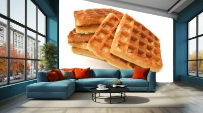 Freshly baked belgium waffles isolated on white background Wall mural