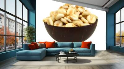 Giant corn on wooden bowl on white Wall mural