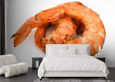 Grilled shrimp isolated on white Wall mural