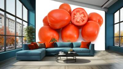 Plum tomatoes  on white background Wall mural