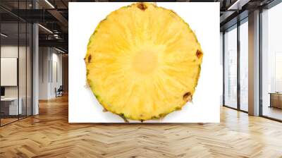 Slice of pineapple isolated on white Wall mural