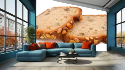 Sliced banana bread on white Wall mural