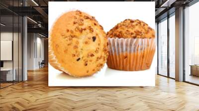 tasty muffin cake, isolated on white Wall mural