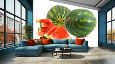 Watermelon and slice  on white background Wall mural