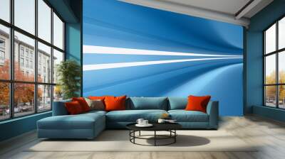 empty highway with spotlights color blue, dynamism and speed, 3d render, Wall mural