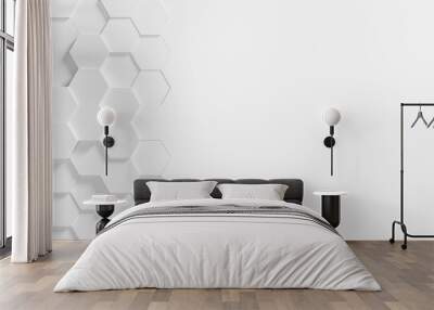 Panoramic Wall of Random shifted white honeycomb hexagon background wallpaper with copy space. Wall mural