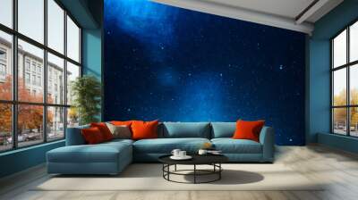 view of universe with stars and amazing colorful and deep blue dark Wall mural