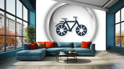 Web button with black Bicycle icon on white background Wall mural