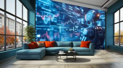 Conceptual image of artificial intelligence analyzing financial and market data Wall mural