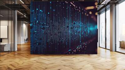 high speed line internet binary technology background digital fiber hi tech concept. Quantum technology. High quality photo. Ai generated illustration.  Wall mural