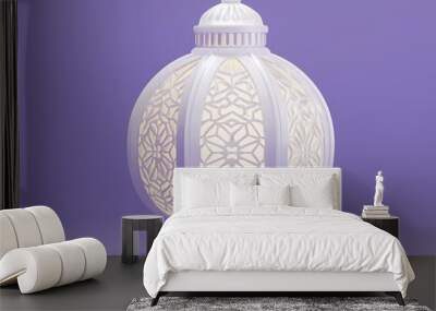 3D white ornate lantern with a delicate intricate design Wall mural