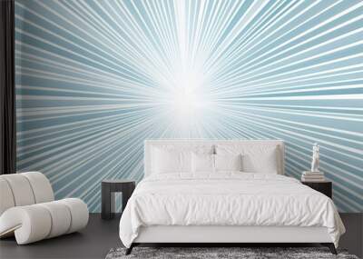 A blue and white image of a bright light with a white background Wall mural