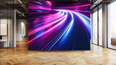 A colorful, blurry image of a road with a bright blue line. Abstract background Wall mural