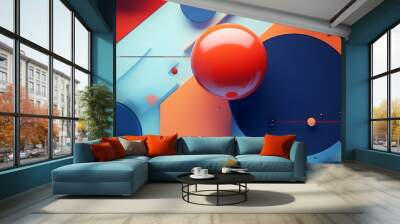 3d shape abstract vectorial modern minimal background. Experience the Fusion of 3D Realistic Geometry with Trending Colors in this Abstract Design, 3D illustration, a colorful art work with shapes. Wall mural