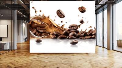 mockup of coffee beans on isolated white background with copy space Wall mural