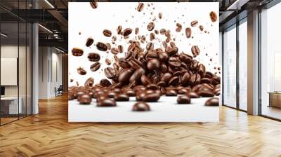 mockup of coffee beans on isolated white background with copy space Wall mural