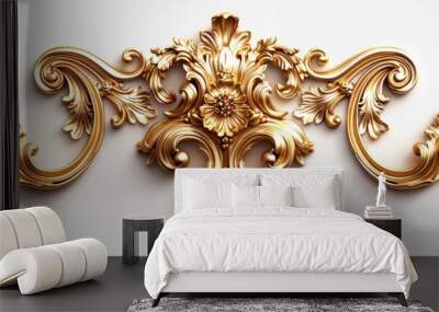 Ornate Gold Decorative Element on White Background. Generative ai. Wall mural